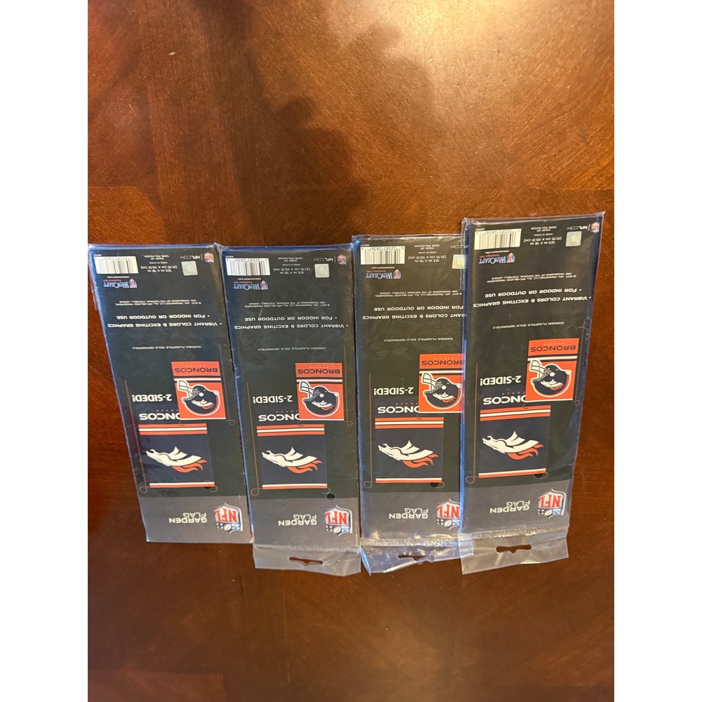 Lot of 4 WinCraft Denver Broncos NFL Garden Flags 2-Sided 12.5x18